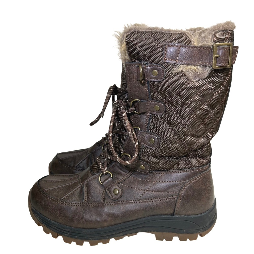 Dream Pairs Tofina Womens Brown Faux Fur Quilted Winter Snow Boots Size 9 AWVEEN